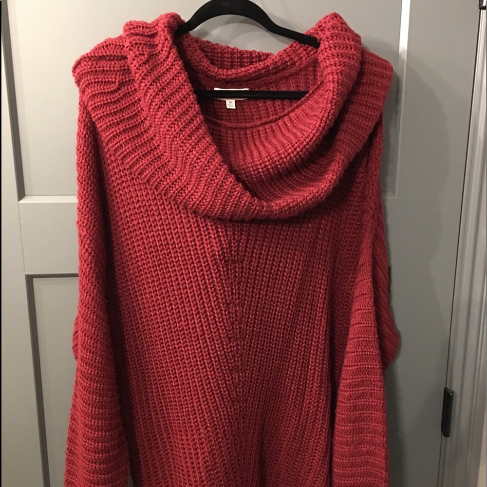 Burgundy, cowl collar, pullover sweater